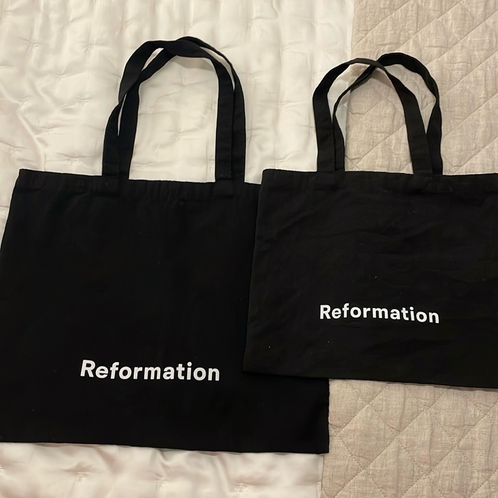 Black canvas reformation tote bags